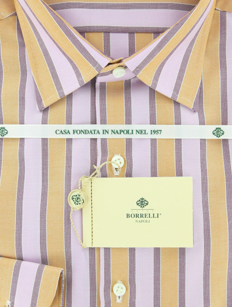 Luigi Borrelli Arancione a Righe Cotone Camicia - Slim - (GB6168 Luigi Borrelli Arancione a Righe Cotone Camicia - Slim - (GB6168