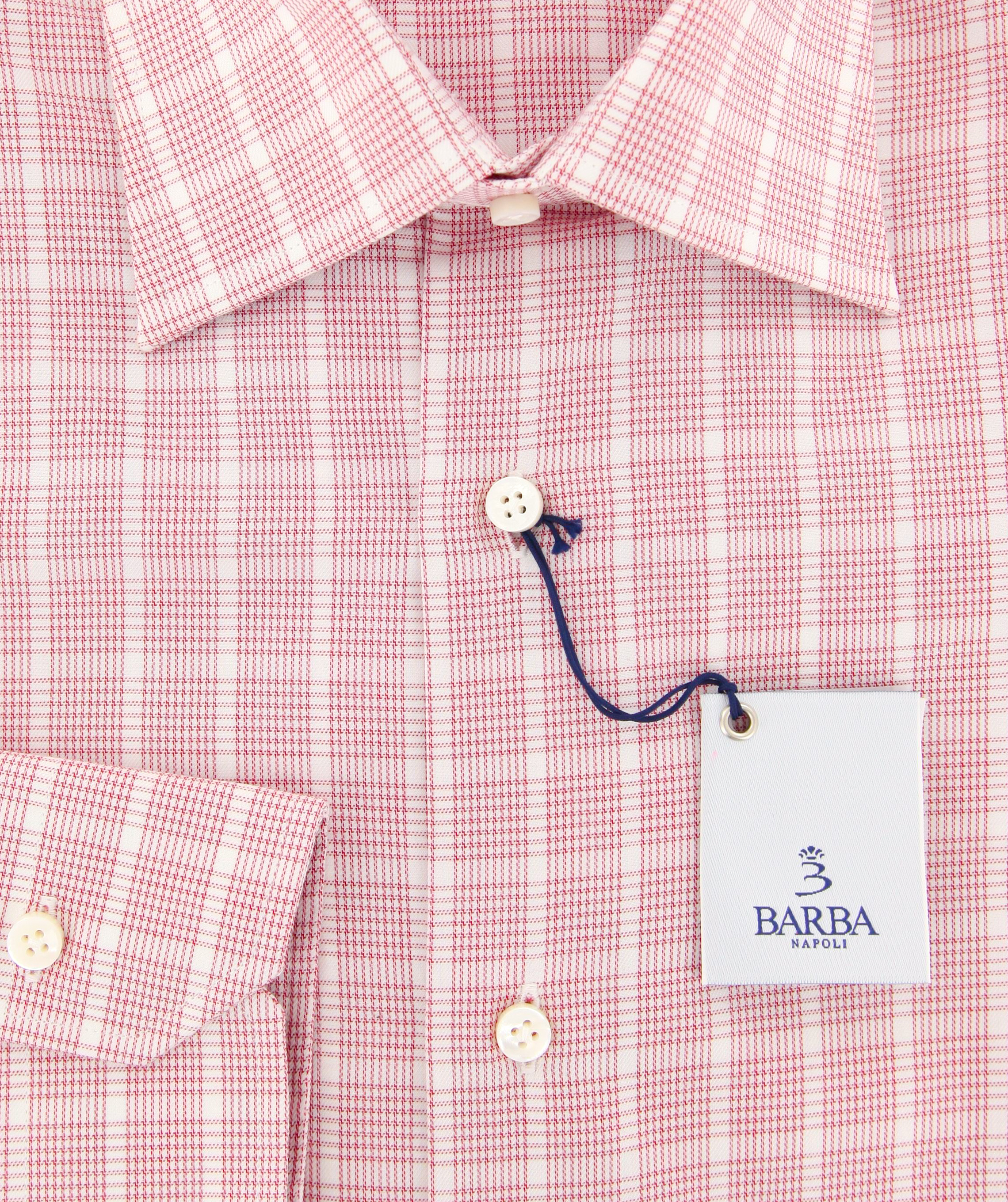 Barba Napoli Red Check Shirt - Slim - (215634U10T) | eBay