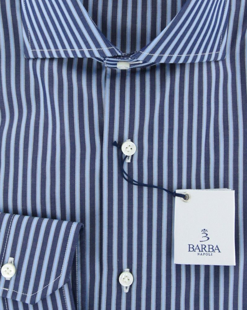 BARBA シャツ DENDY FLASHI COTTON TWILL I1U33P01PZ Barba Napoli Navy Blue Shirt - Extra Slim - 15/38